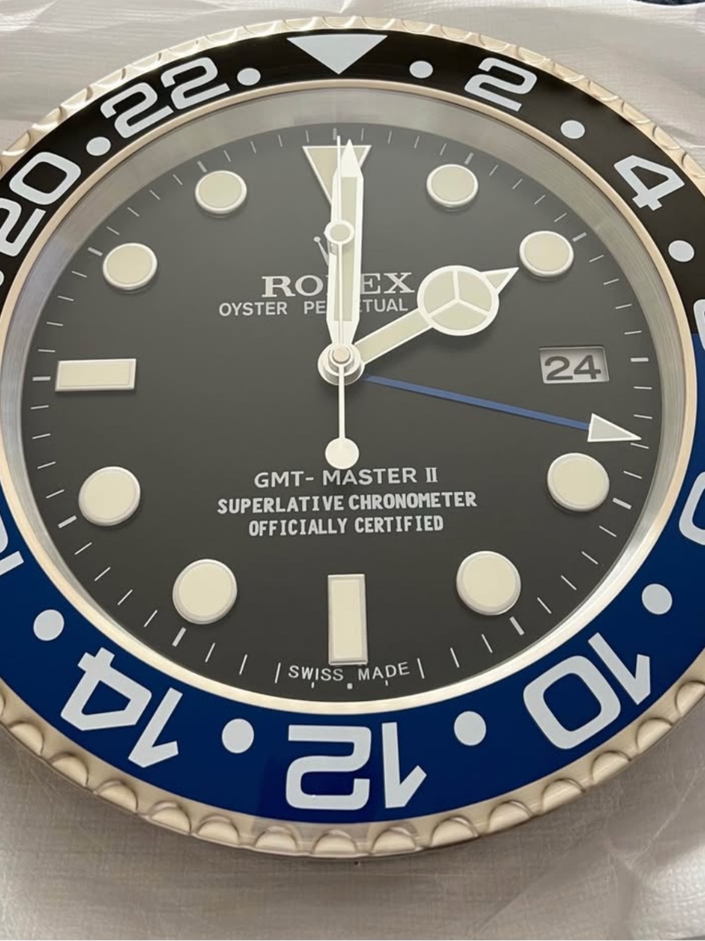 Rolex GMT-Master ll Dealer Authentic Wall Clock Blue/Black Bezel